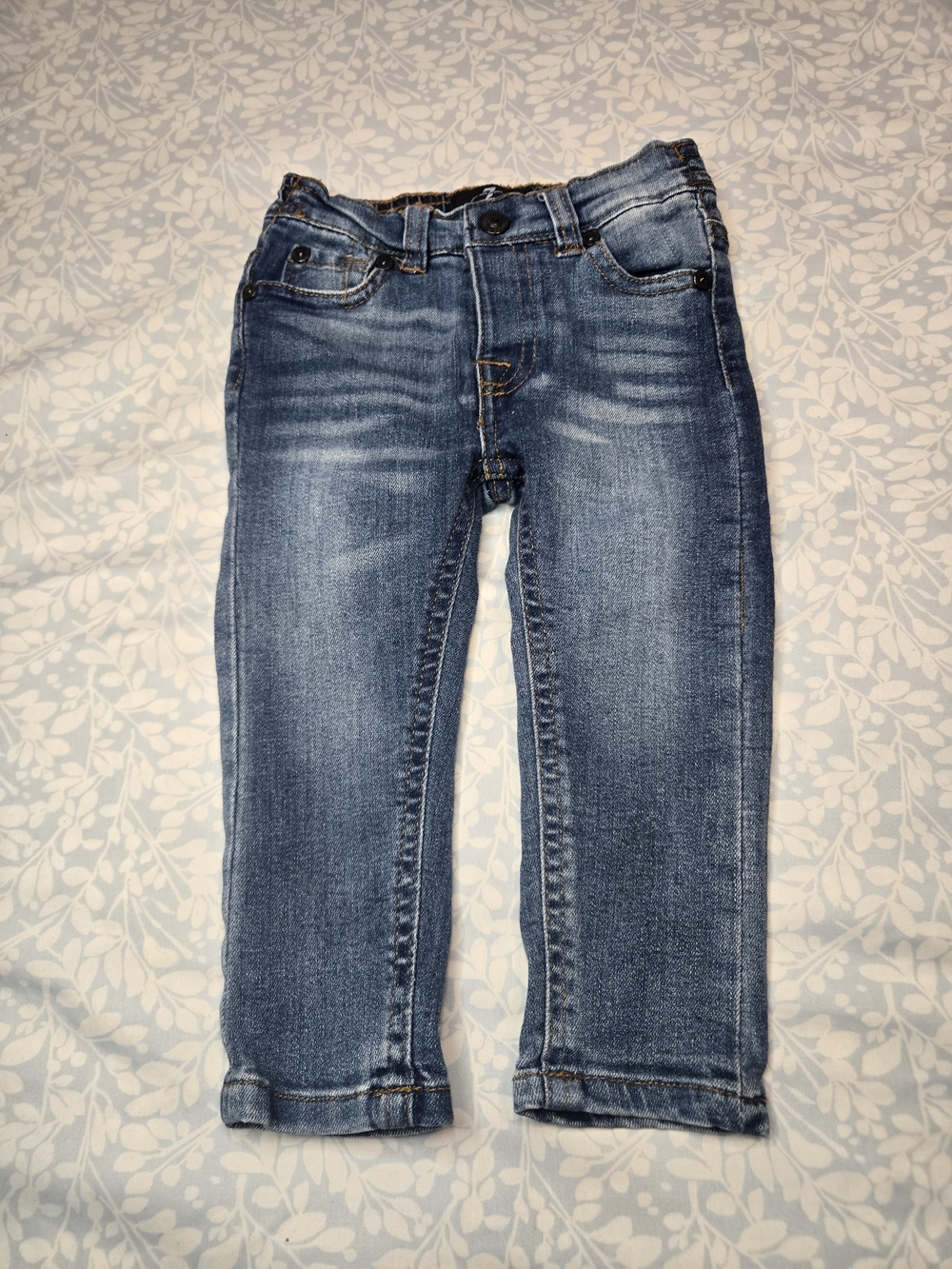 7 For All Mankind Baby Blue Denim Jeans with Contrast Stitching